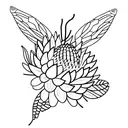 bee and protea tattoo design idea