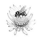 cute bee and protea tattoo design idea