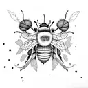 cute bee and protea tattoo design idea