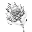 cute bee and protea tattoo design idea