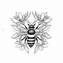 cute bee and protea tattoo design idea