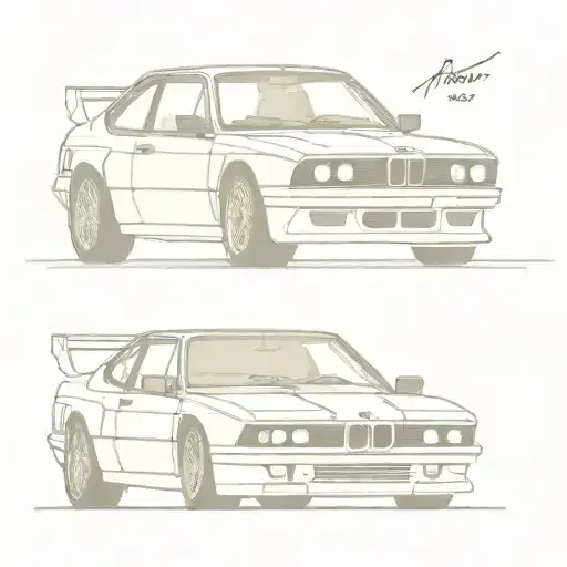 Barking bear driving a bmw m1 procar tattoo design idea