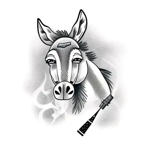 Donkey smoking hookah tattoo design idea