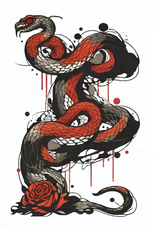The snake wraps around his arm and descends to the scale tattoo design idea