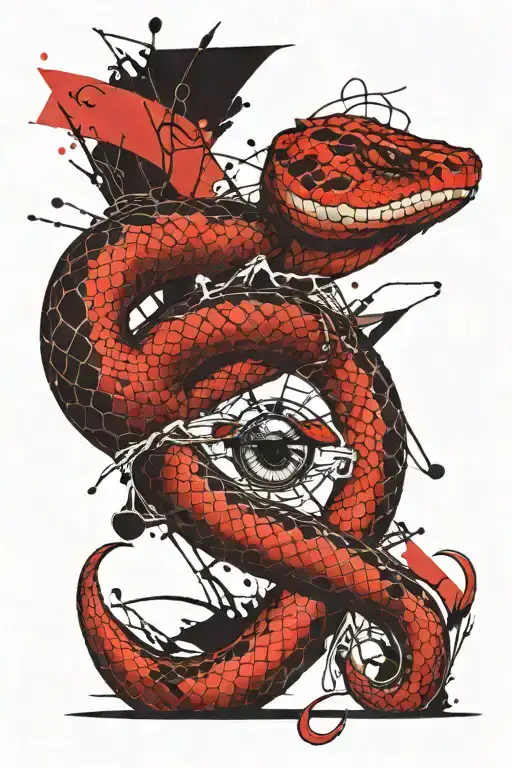 The snake wraps around his arm and descends to the scale tattoo design idea