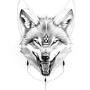 Norse wolf half wolf tattoo design idea