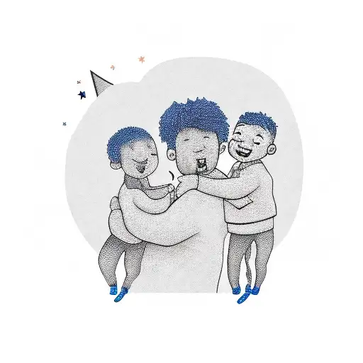 first child, happy family tattoo design idea