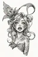 ahegao cute girl tattoo design idea