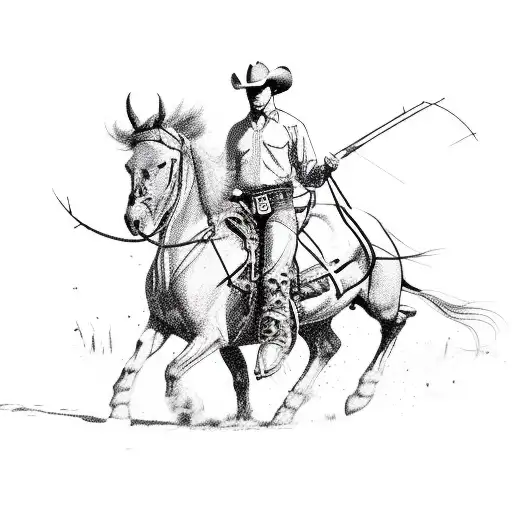 cowboy with hunting, fishing, farming  tattoo design idea