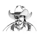 cowboy with hunting, fishing, farming  tattoo design idea