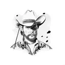 cowboy with hunting, fishing, farming  tattoo design idea