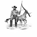 cowboy with hunting, fishing, farming  tattoo design idea