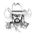 cowboy with hunting, fishing, farming  tattoo design idea