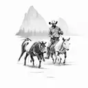 cowboy with hunting, fishing, farming  tattoo design idea