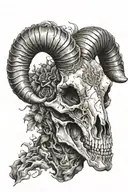 ram skull half dead half alive tattoo design idea