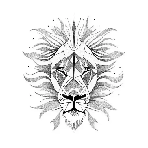 Lion avec une flèche vers le bas qui coupe le visage tattoo design idea