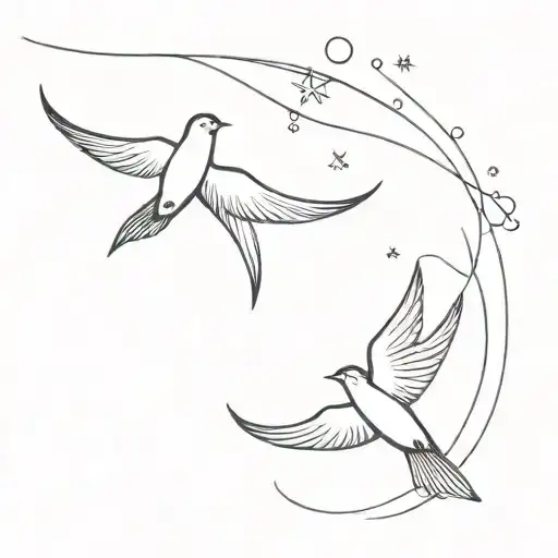 Snow in the sun with 2 swallows tattoo design idea