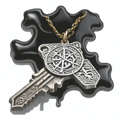 keys with medal of Saint Benedict tattoo design idea