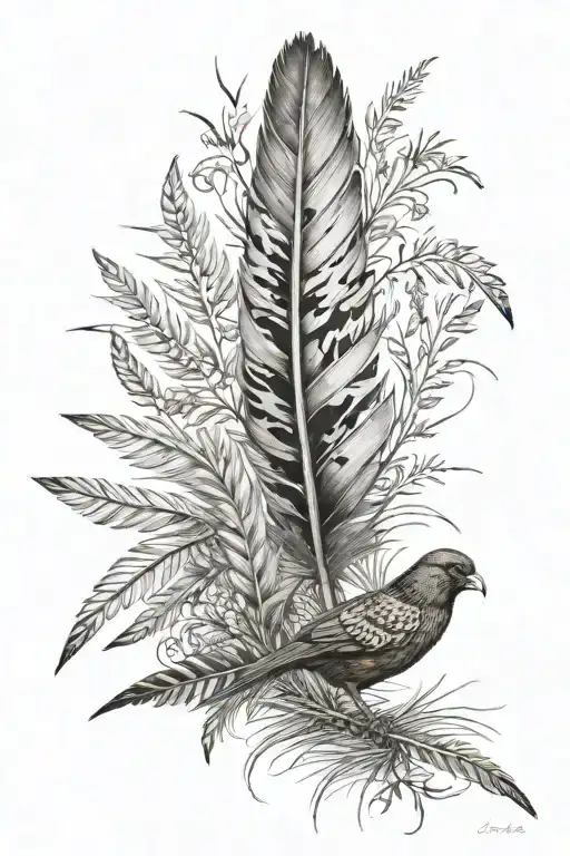 deutsch drahthaar and pheasant tail feathers tattoo design idea