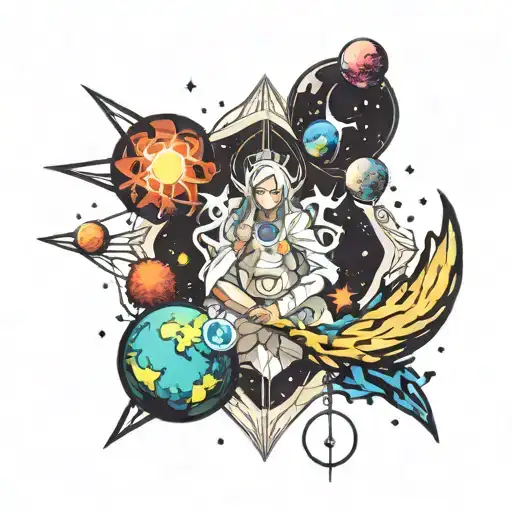 a combination of religion, space and science  tattoo design idea