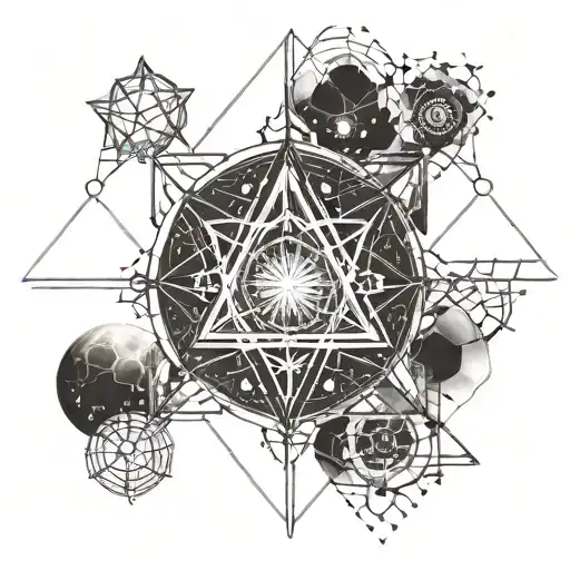 a combination of religion, space and science  tattoo design idea