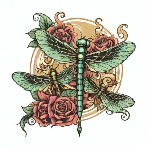 dragon fly and kids tattoo design idea