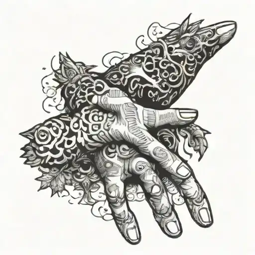 hand reaching as another hand but it would be animals tattoo design idea