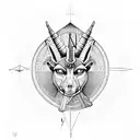 Anubis with ankh and all-seeing eye of ra inside pyramid  tattoo design idea