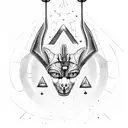 Anubis with ankh and all-seeing eye of ra inside pyramid  tattoo design idea