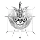 Anubis with ankh and all-seeing eye of ra inside pyramid  tattoo design idea