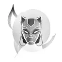 black woman with a head black panther over your head tattoo design idea