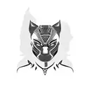 black woman with a head black panther over your head tattoo design idea