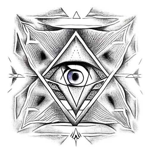 an eye with a mason pyramid inside  tattoo design idea