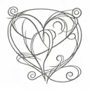 A minimalist tattoo of your wife, daughter, and son's initials intertwined in a heart shape, symbolizing your love for your family tattoo design idea