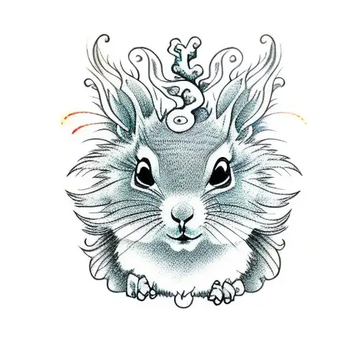 squirell acorn tree tattoo design idea