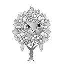squirell acorn tree tattoo design idea
