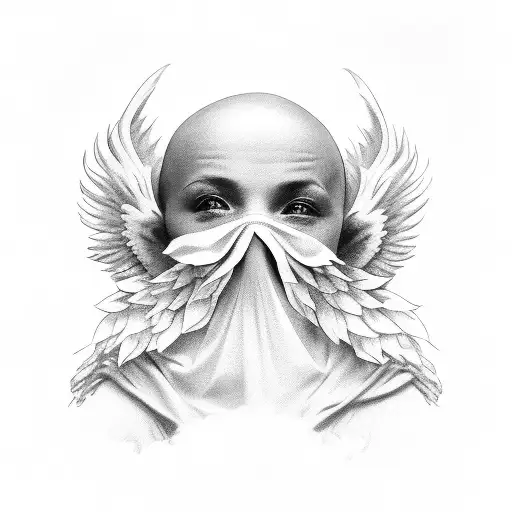 cherub covering his mouth tattoo design idea