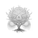 tree of life "Pinch" tangled in the roots tattoo design idea