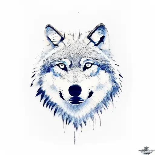 wolf with wood and eagle in background  tattoo design idea