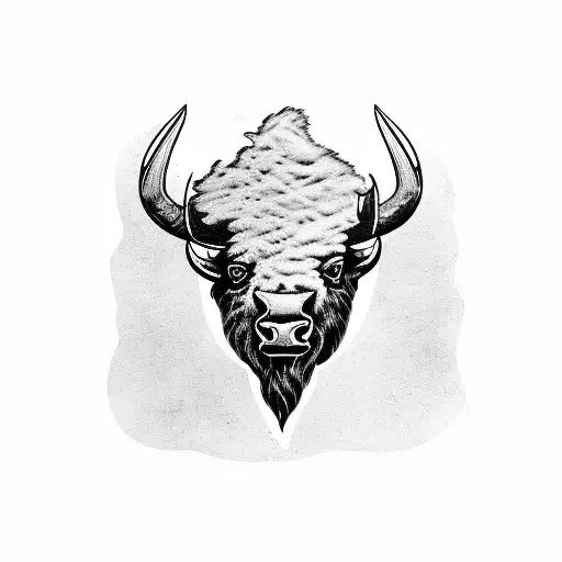 bison sitting in folding chair backwards, drinking an old fashioned cocktail tattoo design idea