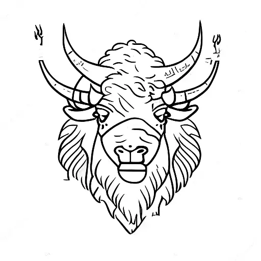 bison sitting in folding chair backwards, drinking an old fashioned cocktail tattoo design idea