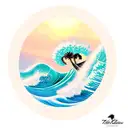 ocean wave and palm tree tattoo design idea