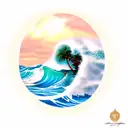 ocean wave and palm tree tattoo design idea