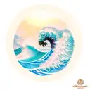 ocean wave and palm tree tattoo design idea
