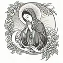 virgin mary crying, moon tattoo design idea