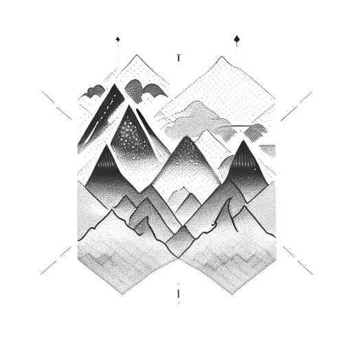 Nepal Mountain ranges tattoo design idea