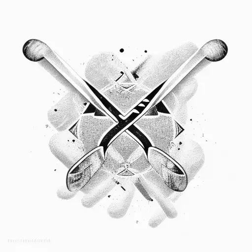 hockey sticks with a breast cancer logo tattoo design idea