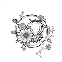 strawberries cherries and angel's kiss in spring tattoo design idea