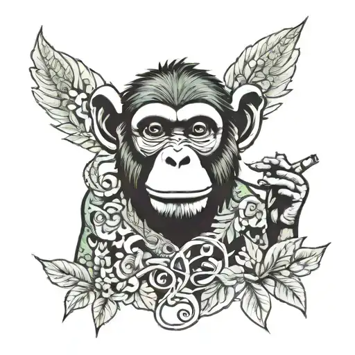 311 album cover with monkey smoking a joint and weed leaves behind tattoo design idea