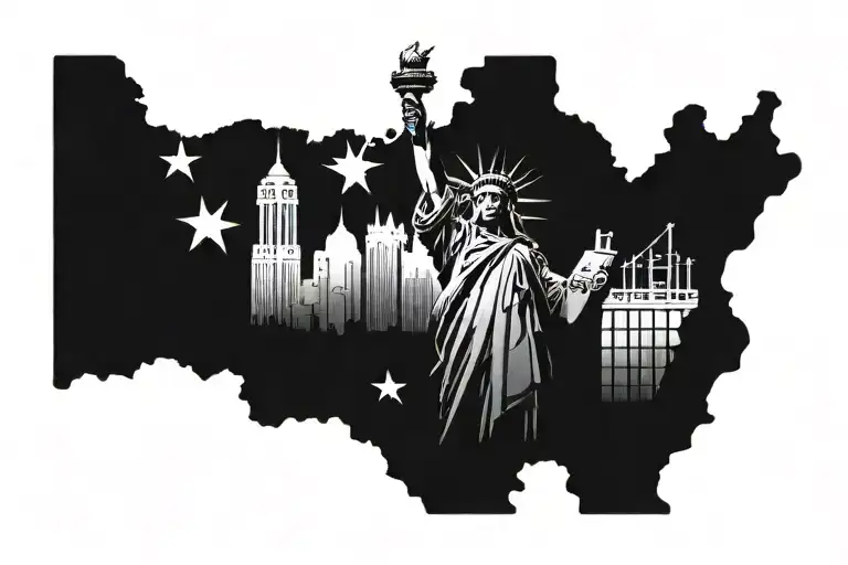 Statue of Liberty, Air Force Symbol, New Jersey State, USA tattoo design idea